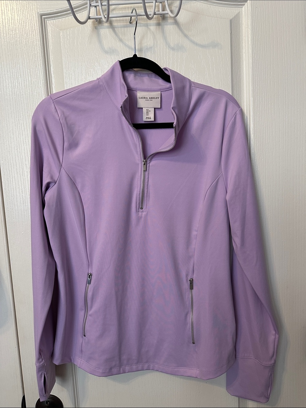 Laura Ashley Gold Tennis Pickleball Lilac Quarter-Zip Pullover